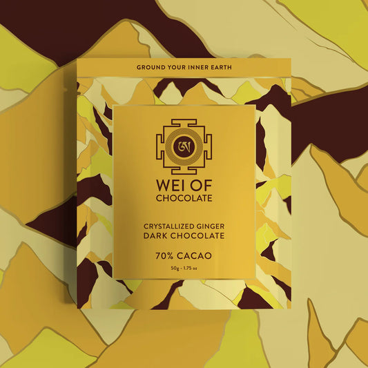 Crystallized ginger dark chocolate bar